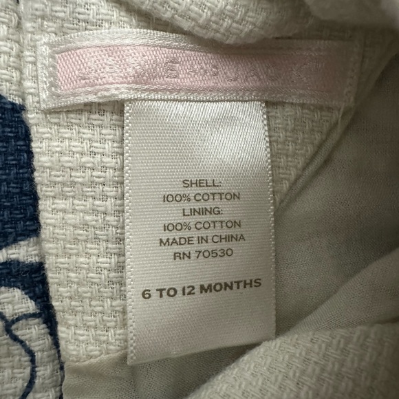 NWOT Janie and Jack Navy and White Floral Dress with Gold Button Accent 6-12 m - Picture 4 of 7